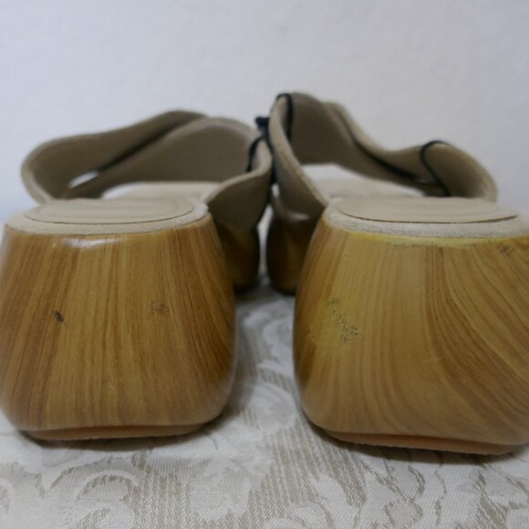 Zara Leather Suede Neutral Chunky Platform Slip On Criss Cross Sandal Slides 9 - Picture 5 of 13